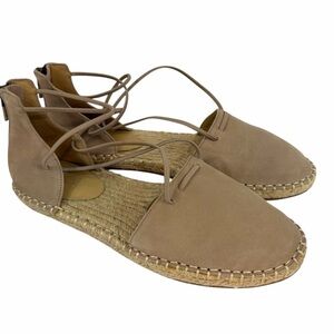 Eileen Fisher Lace Tan Suede Espadrilles Size 7.5